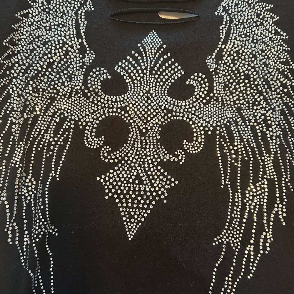 Women’s black long sleeve sexy black top with embellishing - Picture 8 of 13